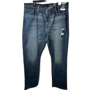 George Jeans Men's Size 38x32(Tag) Straight Fit Blue Cotton Blend Denim Stretch